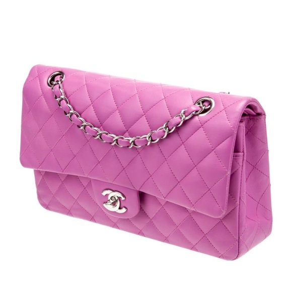 CHANEL Handbags - Auth Chanel Quilted medium classic flap Lambskin pink silver Shoulder Bag